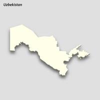 3d isométrica mapa de Uzbekistán aislado con sombra vector