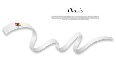 Waving ribbon or stripe with flag of Illinois vector