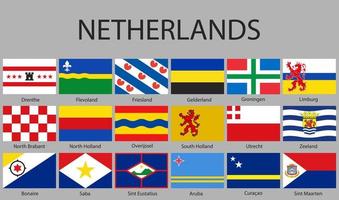 todas banderas de regiones Países Bajos vector