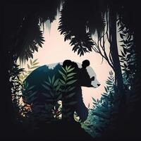 panda silhouette AI Generated photo