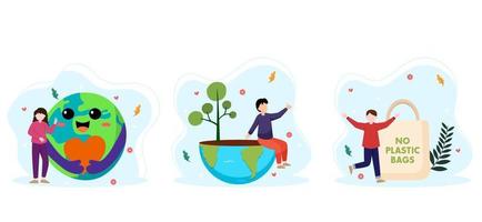 Earth Day Bundle Flat Design vector