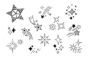 a collection of star decoration elements vector