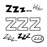 Hand drawn zzz symbol for sleeping, doodle illustration vector