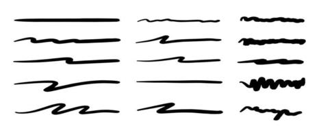 Vector set of hand drawn underline.