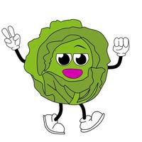 Cute cabbage With isolated white background elements. Design For children's book Vector illustration.