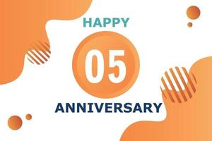 05 years anniversary celebration geometric logo design with orange blue and white color number on white background template vector