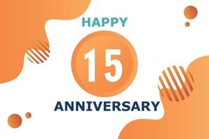 15 years anniversary celebration geometric logo design with orange blue and white color number on white background template vector