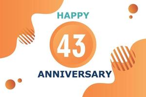 43 years anniversary celebration geometric logo design with orange blue and white color number on white background template vector