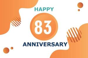 83 years anniversary celebration geometric logo design with orange blue and white color number on white background template vector