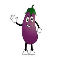 Cute Eggplant With isolated white background elements. Design For children's book Vector illustration.