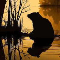 beaver silhouette AI Generated photo