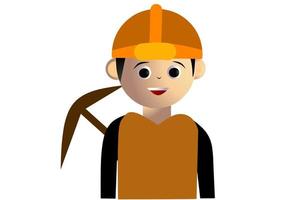 Miner cartoon avatar isolated on white background. Vector illustration.