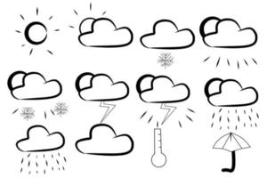 collection of weather icons with white background Elements. Vector illustration.