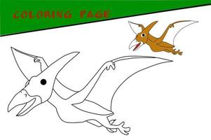 Pterodactyl sketches for children to color. Design For Children's book. Vector illustration