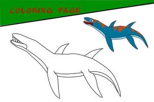 Liopleurodon sketch for children to color. Design For Children's book. Vector illustration