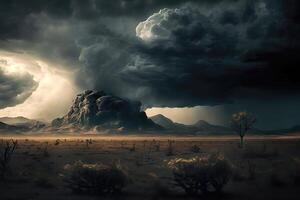 Abstract background of thunderstorm rolling in over a dark. photo