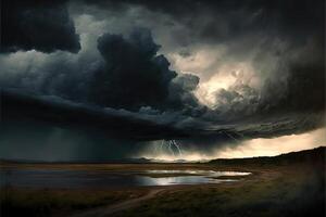 Abstract background of thunderstorm rolling in over a dark. photo
