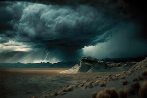 Abstract background of thunderstorm rolling in over a dark. photo