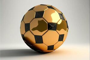 Golden and black soccer ball with white background photo