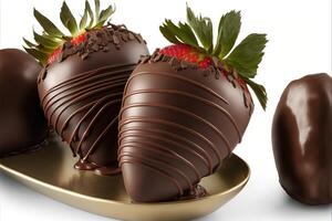 Chocolate covered strawberries. Sweet treats for Valentine's Day. photo