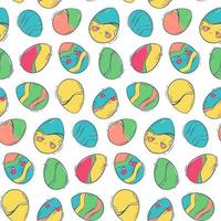 Seamless pattern with decorated Easter eggs. Colored eggs with patterns for the spring holiday. Flat vector illustration for conceptual design. Background for a greeting card.