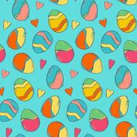 Seamless pattern with decorated Easter eggs. Colored eggs with patterns for the spring holiday. Flat vector illustration for conceptual design. Background for a greeting card.