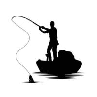 Fishing Silhouette Logo Design. Fish Logo Illustration Vector