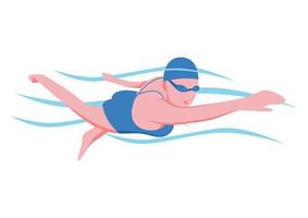 A female swimmer. A woman wearing a swimsuit and doing front crawl style. Sport illustration. vector