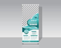 School Admission Roll Up Banner Template vector