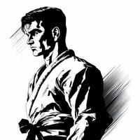 karate guy black and white AI Generated photo