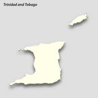 3d isometric map of Trinidad and Tobago isolated with shadow vector