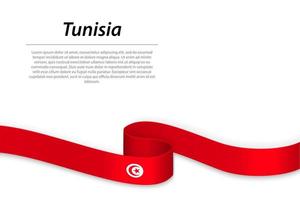 Waving ribbon or banner with flag of Tunisia vector