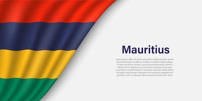 Wave flag of Mauritius on white background. vector