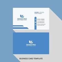 Creative business card template blue color. White blue business card flat design template vector. vector