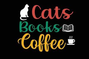 cats books coffee design vector