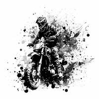 moto cross rider black and white photo