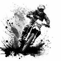 moto cross rider black and white photo