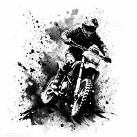 moto cross rider black and white photo