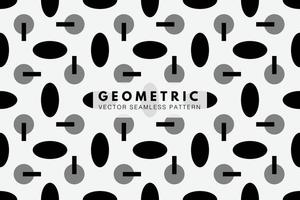 Circle and oblong with line geometric shapes seamless repeat vector pattern