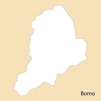 High Quality map of Borno is a region of Nigeria vector