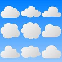 Set of cloud icons. Gradient icon of cloud for design regarding environment, nature or landscape. Graphic resources of cloud vector illustration. Vector resource for earth, climate, sky or panorama