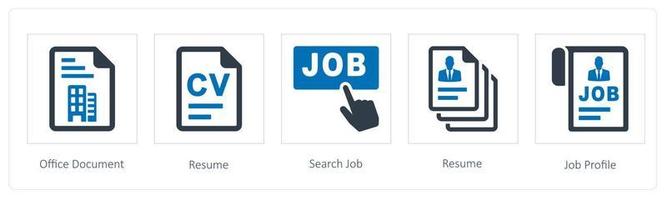 oficina documento, reanudar, buscar trabajo vector