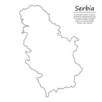 Simple outline map of Serbia, silhouette in sketch line style vector