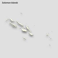 3d isometric map of Solomon Islands isolated with shadow vector