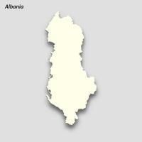 3d isometric map of Albania isolated with shadow vector