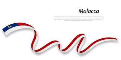 Waving ribbon or stripe with flag of Malacca vector