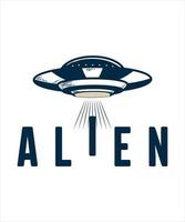 Ufo alien concept illustration tshirt design vector