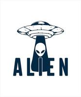 Ufo alien concept illustration tshirt design vector