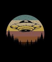 Ufo alien concept illustration tshirt design vector