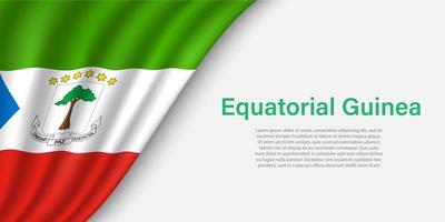 Wave flag of Equatorial Guinea on white background. vector